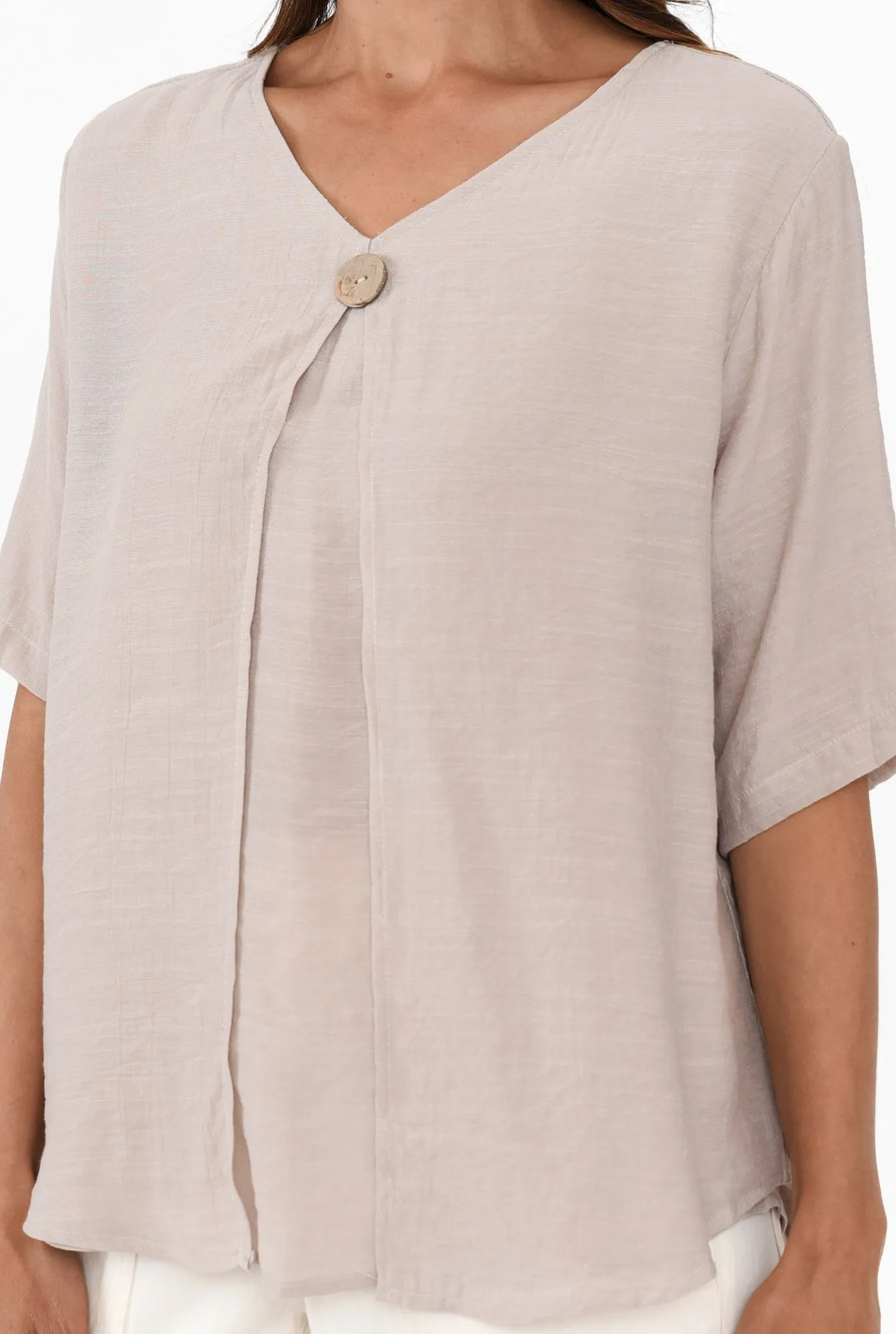 Yasmin Beige Layered Button Top sold by Blue Bungalow product image thumbnail 5