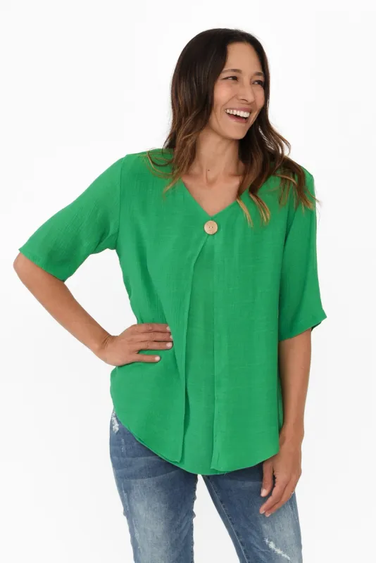 Yasmin Green Layered Button Top sold by Blue Bungalow