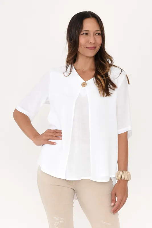 Yasmin White Layered Button Top sold by Blue Bungalow