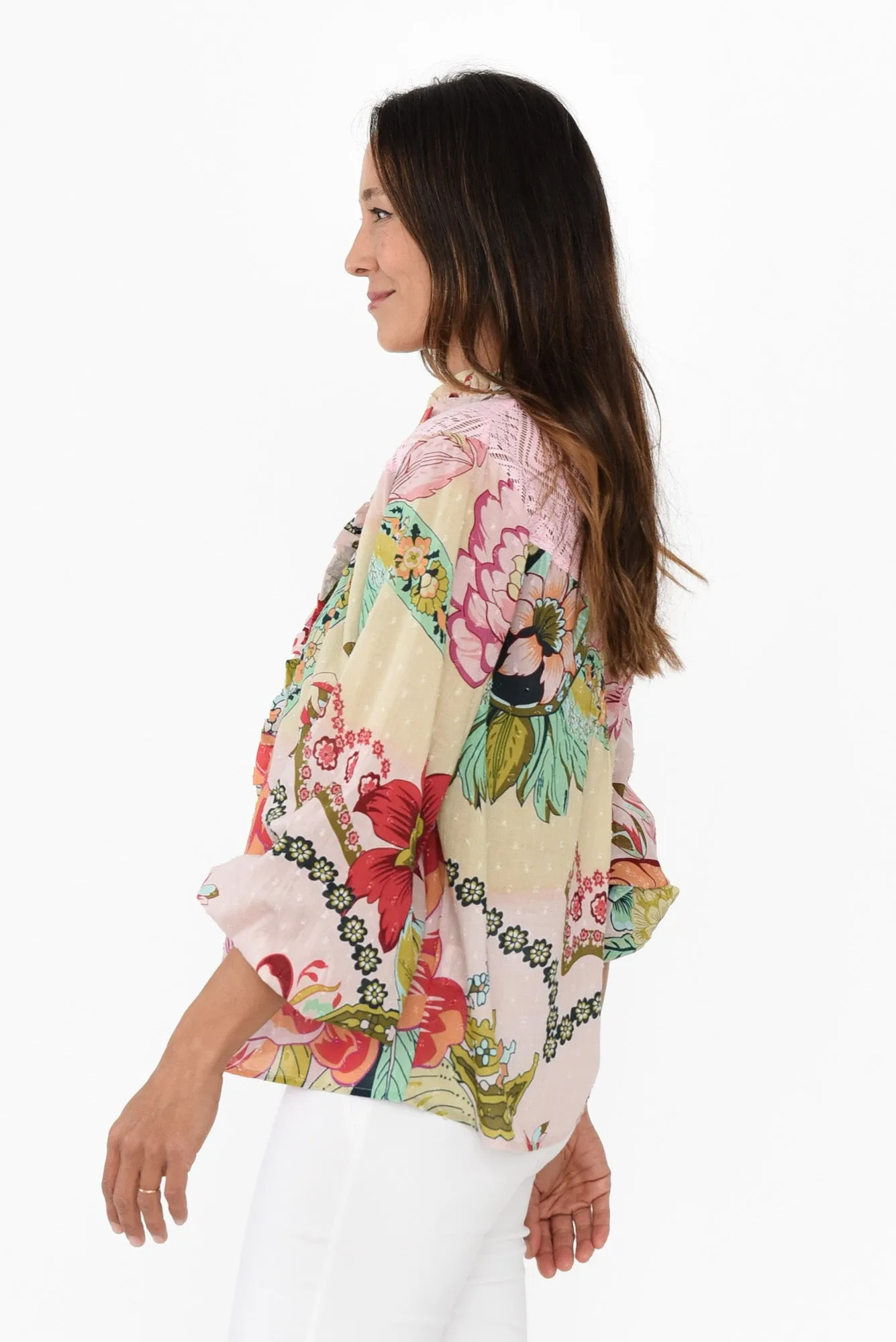 Zelena Pink Floral Cotton Blouse sold by Blue Bungalow product image thumbnail 3