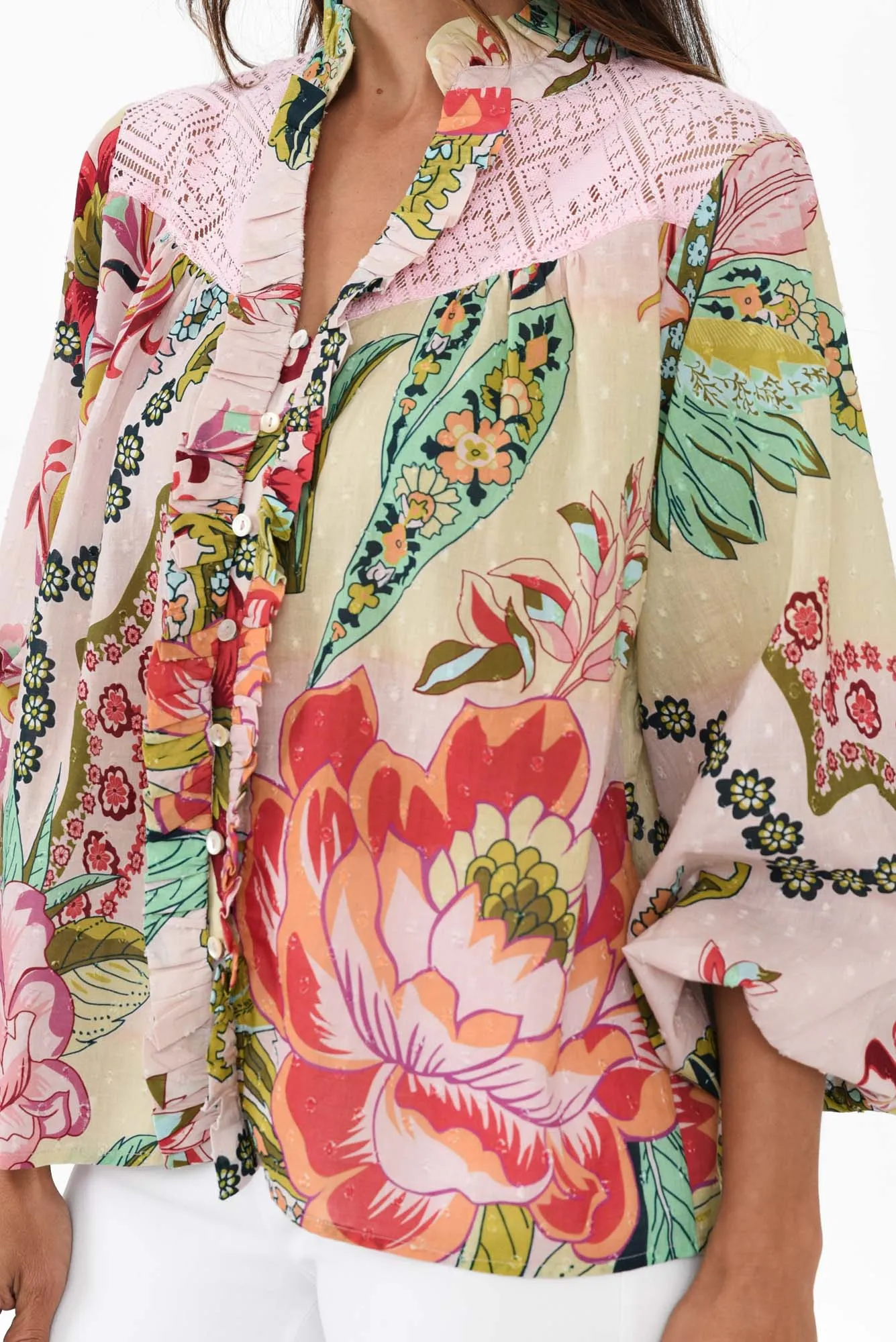 Zelena Pink Floral Cotton Blouse sold by Blue Bungalow product image thumbnail 5