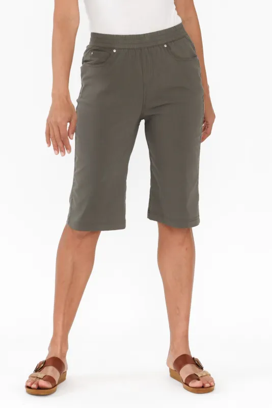 Air-Lite Olive Stretch Pocket Shorts sold by Blue Bungalow