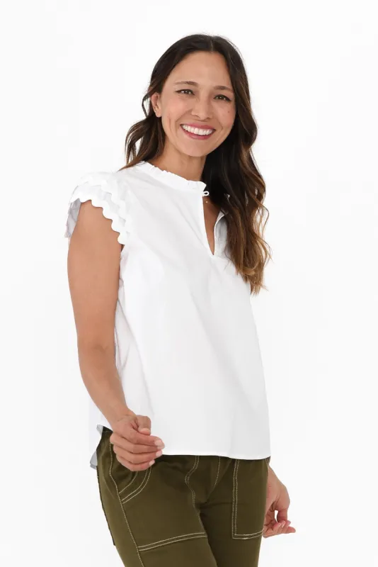 Solana White Trim Cotton Poplin Top sold by Blue Bungalow