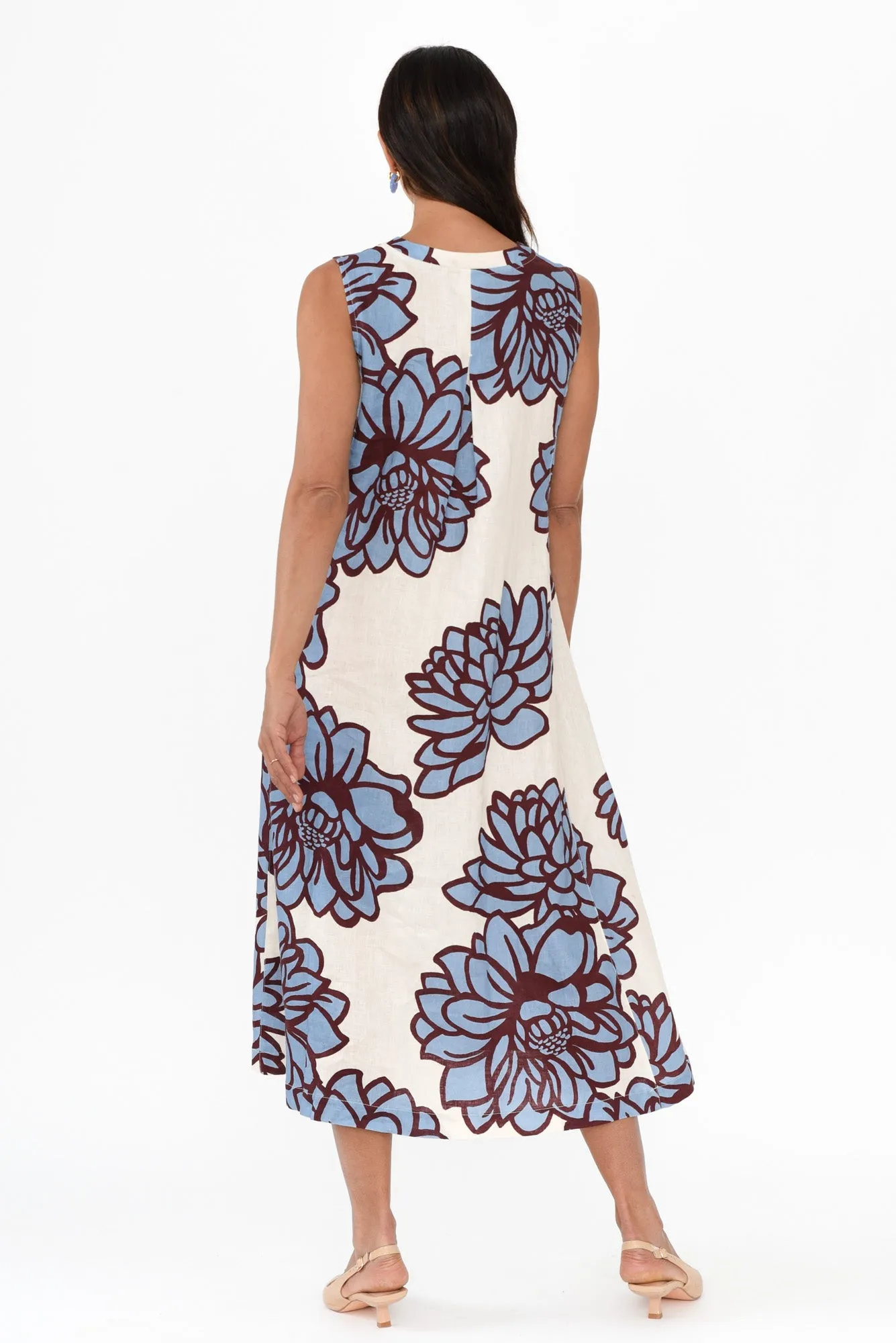 Joanne Blue Bloom Linen Dress sold by Blue Bungalow product image thumbnail 4