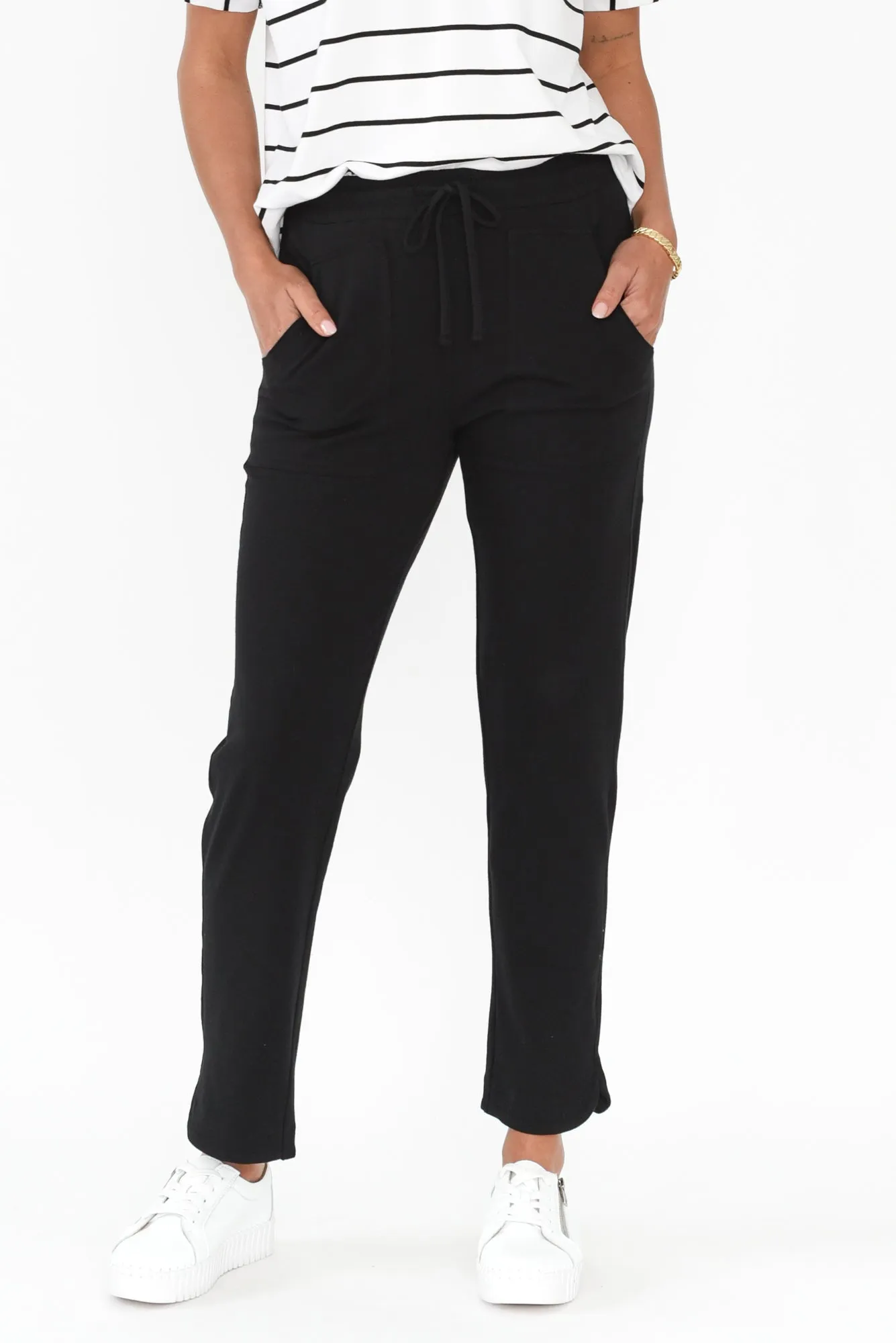 Angie Black Cotton Drawstring Pants sold by Blue Bungalow