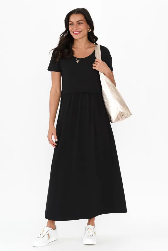 Deidra Black Cotton Pocket Dress sold by Blue Bungalow