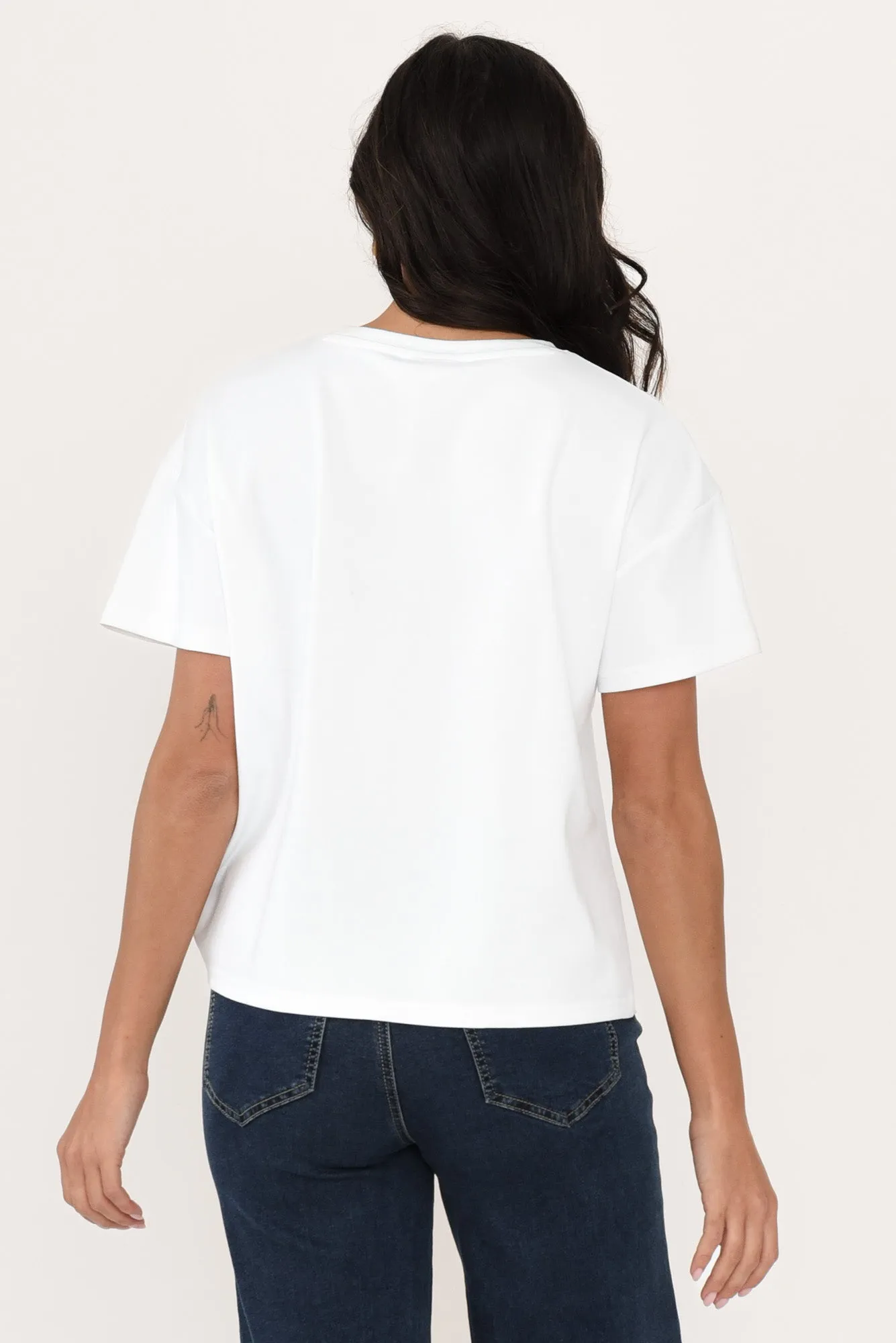 Fatima White Cotton Tuck Tee sold by Blue Bungalow product image thumbnail 4