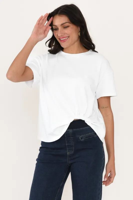 Fatima White Cotton Tuck Tee sold by Blue Bungalow
