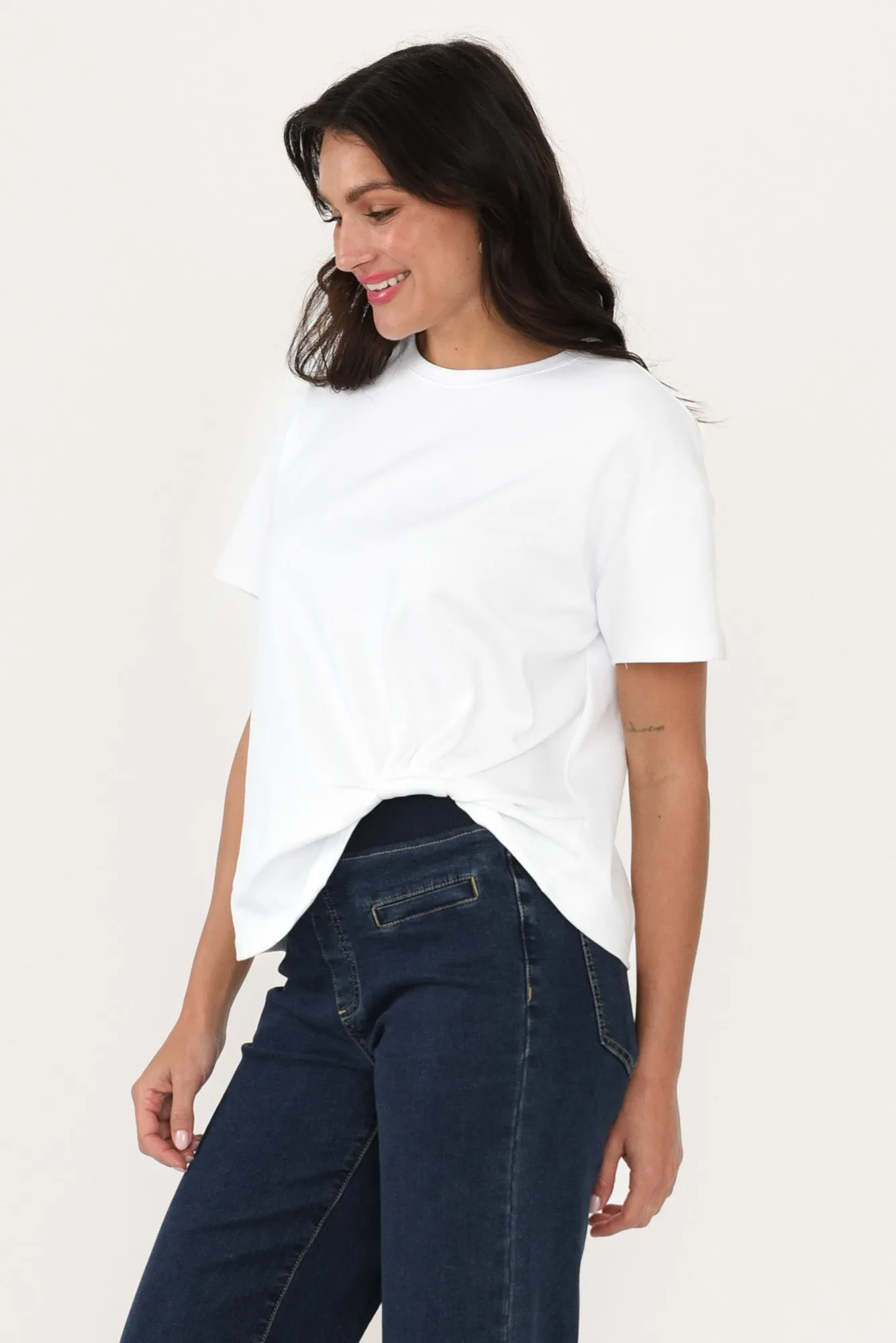 Fatima White Cotton Tuck Tee sold by Blue Bungalow product image thumbnail 3