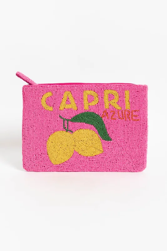 Capri Hot Pink Beaded Clutch sold by Blue Bungalow