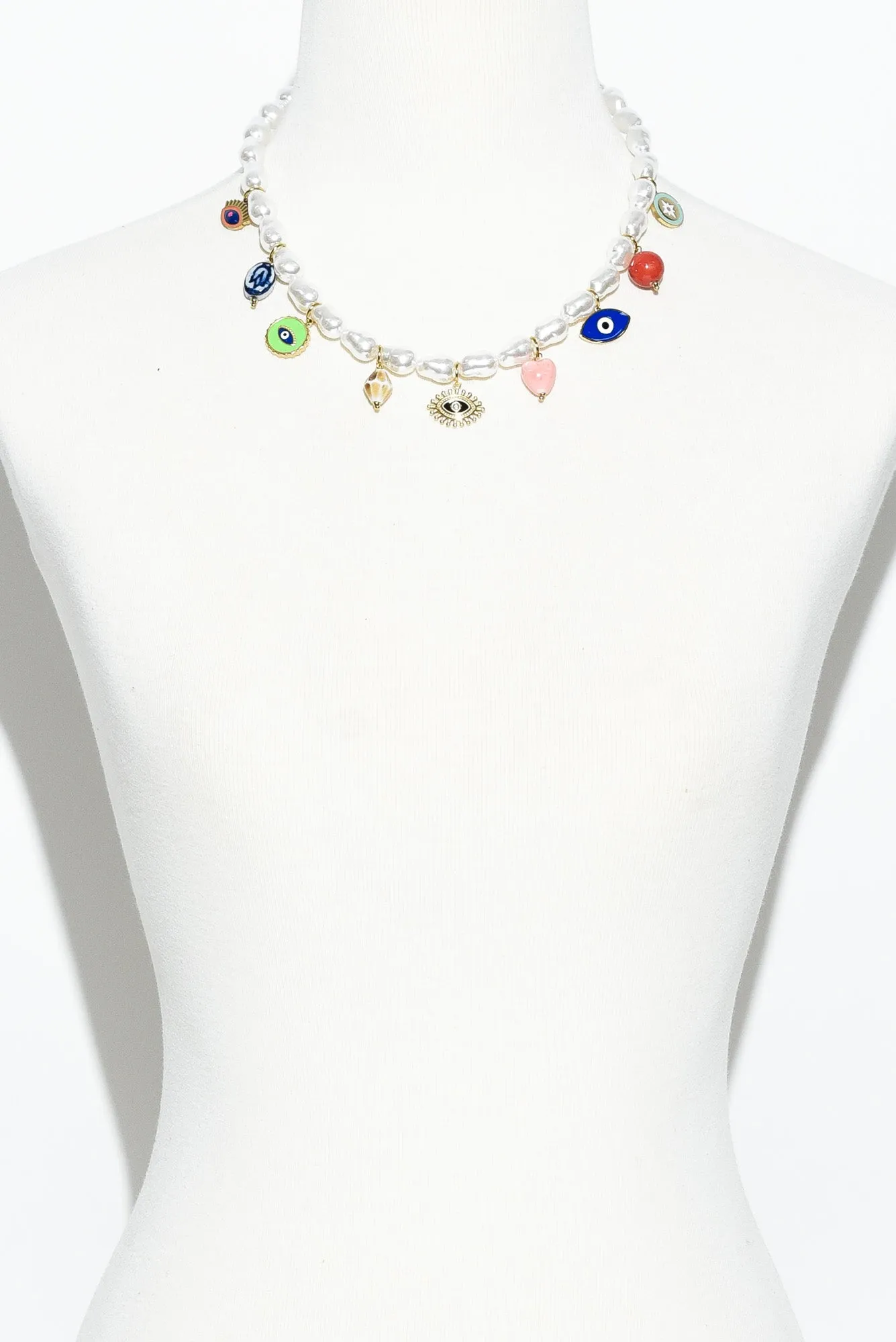 Aya Gold Pearl Charm Necklace sold by Blue Bungalow product image thumbnail 2