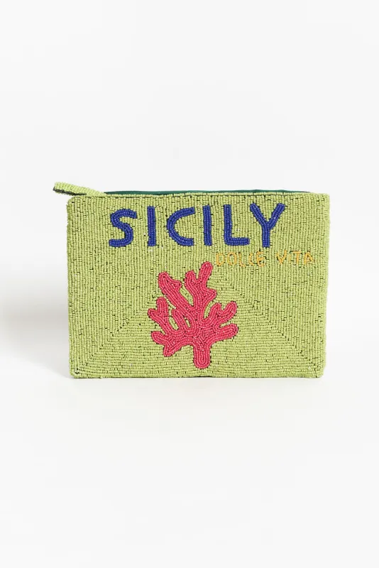 Sicily Green Beaded Clutch sold by Blue Bungalow