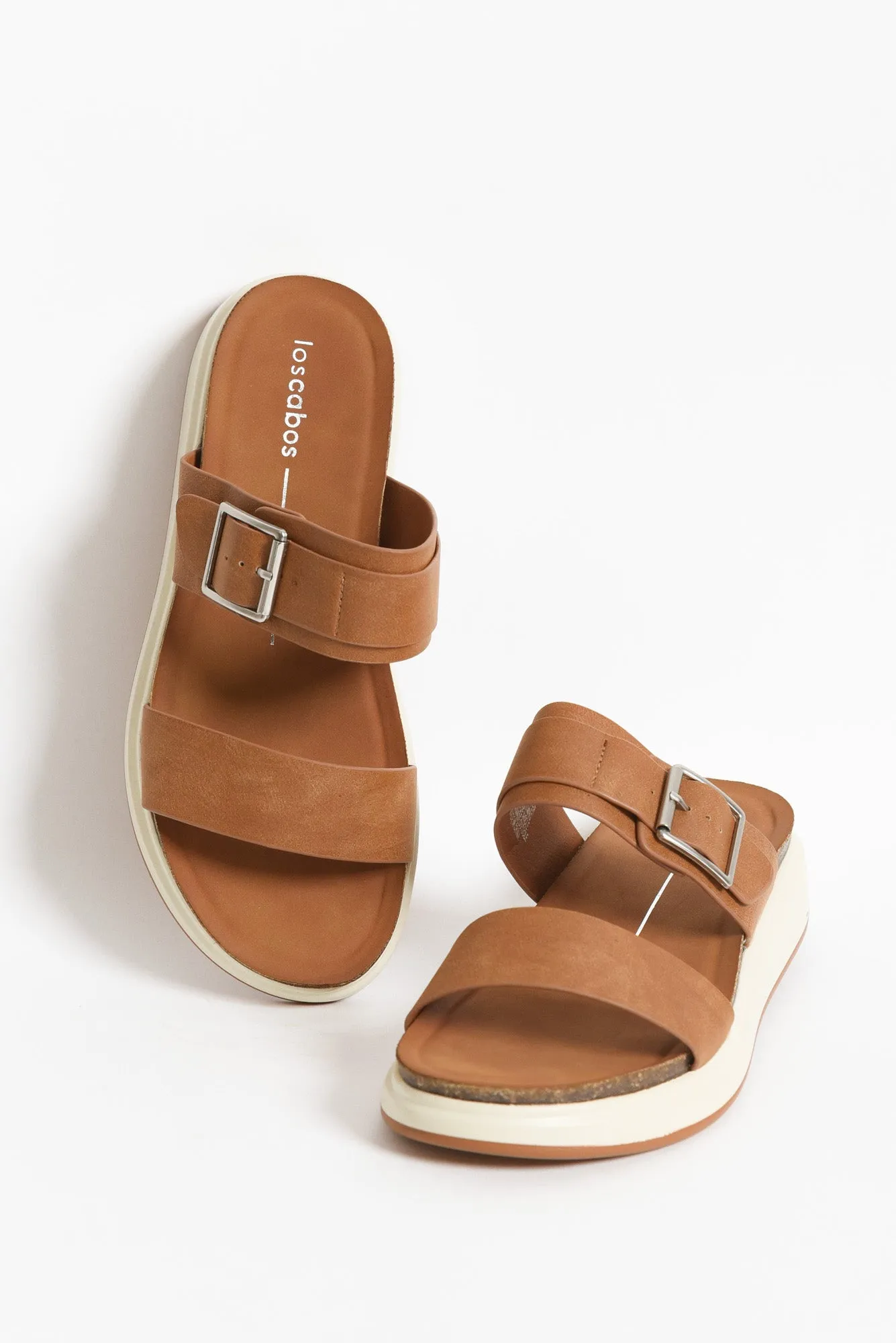 Carta Tan Platform Buckle Slide sold by Blue Bungalow