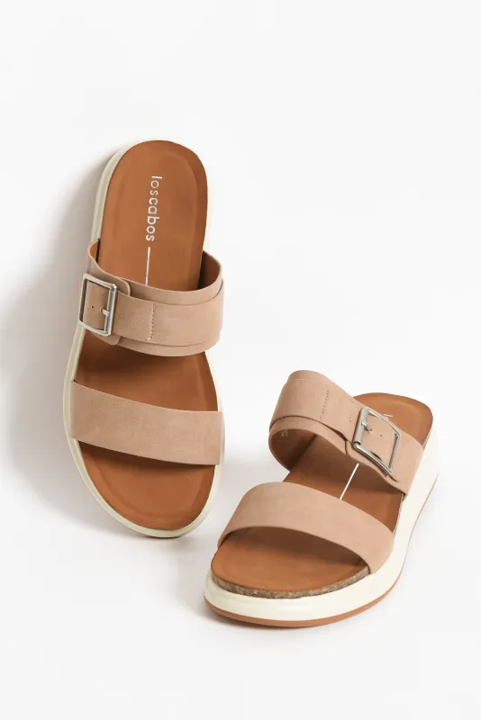 Carta Taupe Platform Buckle Slide sold by Blue Bungalow