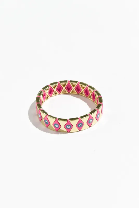 Celeste Pink Beaded Eye Bracelet sold by Blue Bungalow
