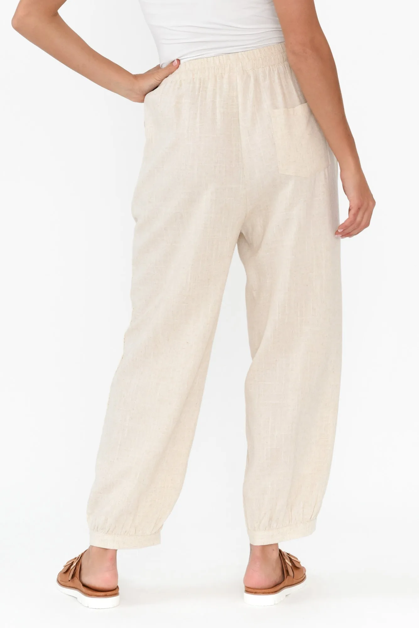 Beretta Beige Lace Linen Blend Pants sold by Blue Bungalow product image thumbnail 4