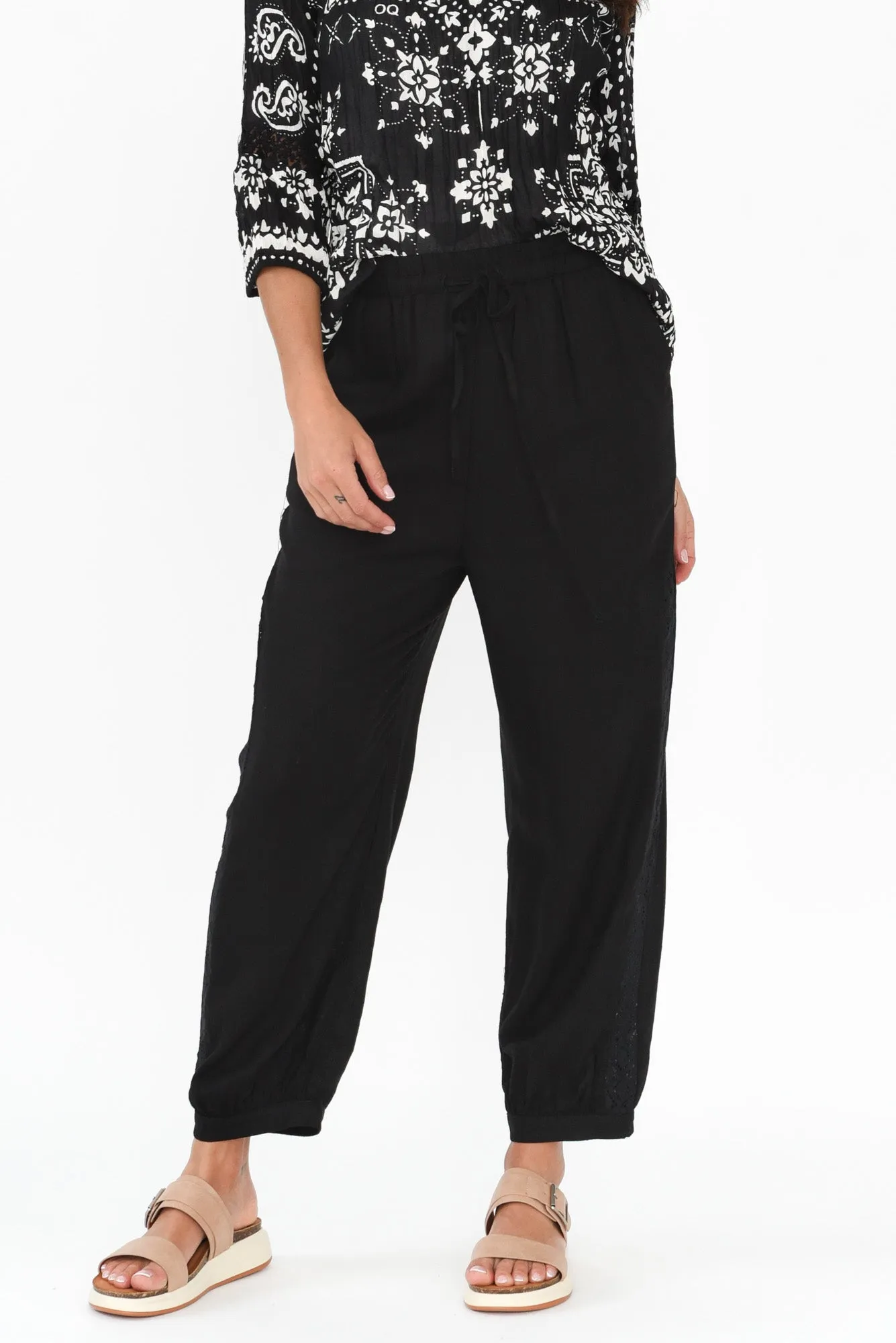 Beretta Black Lace Linen Blend Pants sold by Blue Bungalow