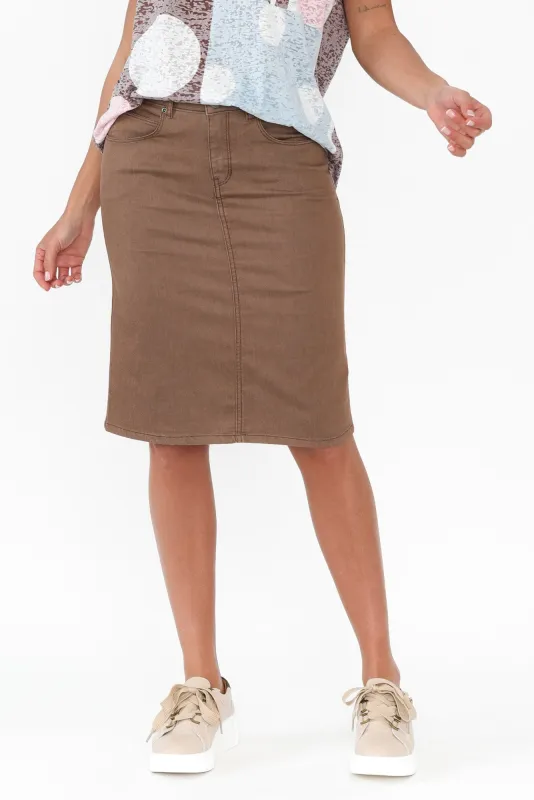 Palin Mocha Zip Front Skirt sold by Blue Bungalow