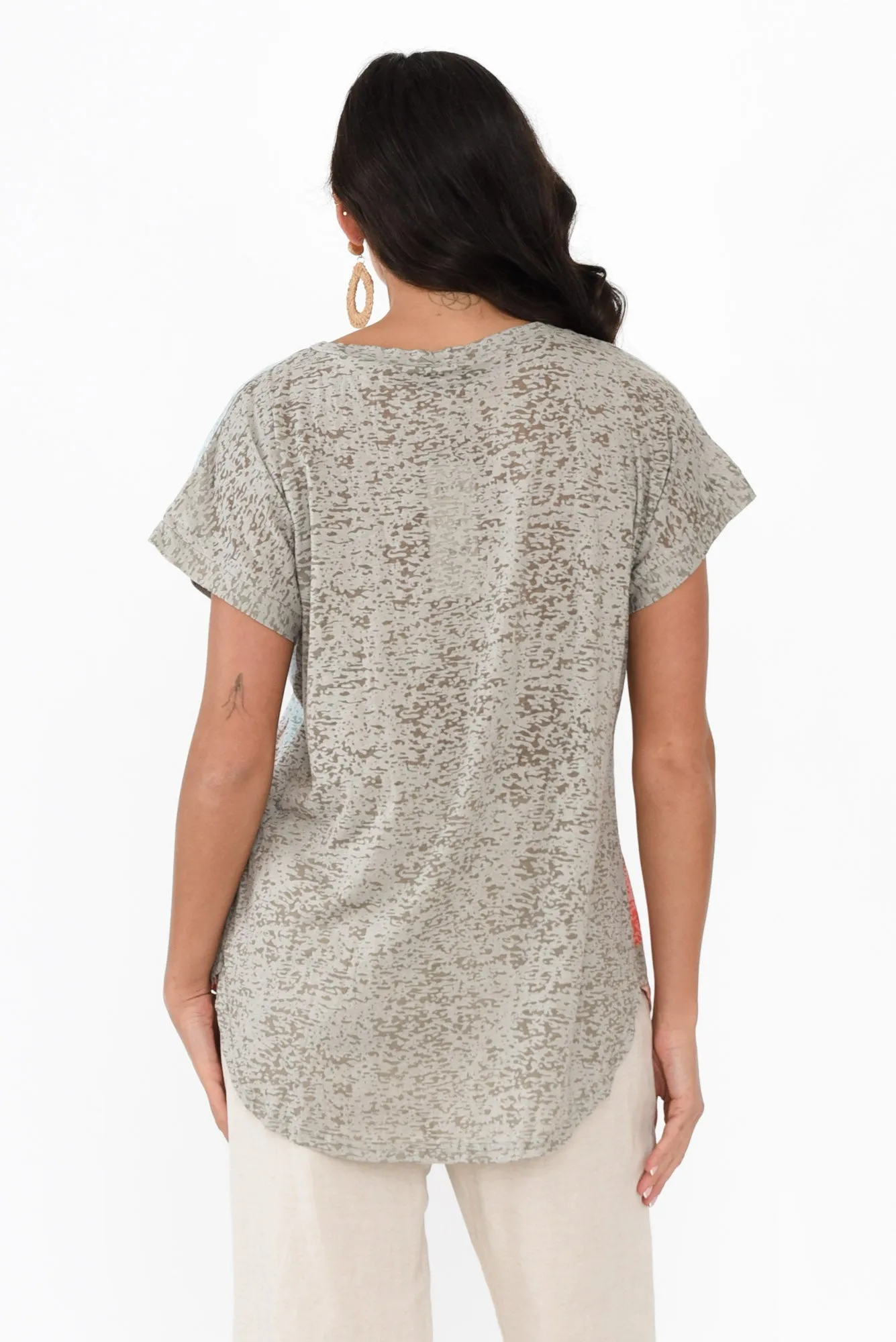 Lainey Khaki Palm Cotton Blend Tee sold by Blue Bungalow product image thumbnail 4