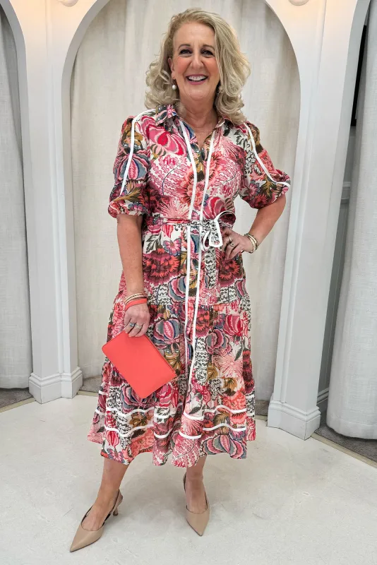 Nylah Pink Floral Cotton Blend Dress sold by Blue Bungalow