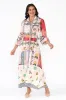 Mileva Pink Tile Cotton Linen Dress sold by Blue Bungalow
