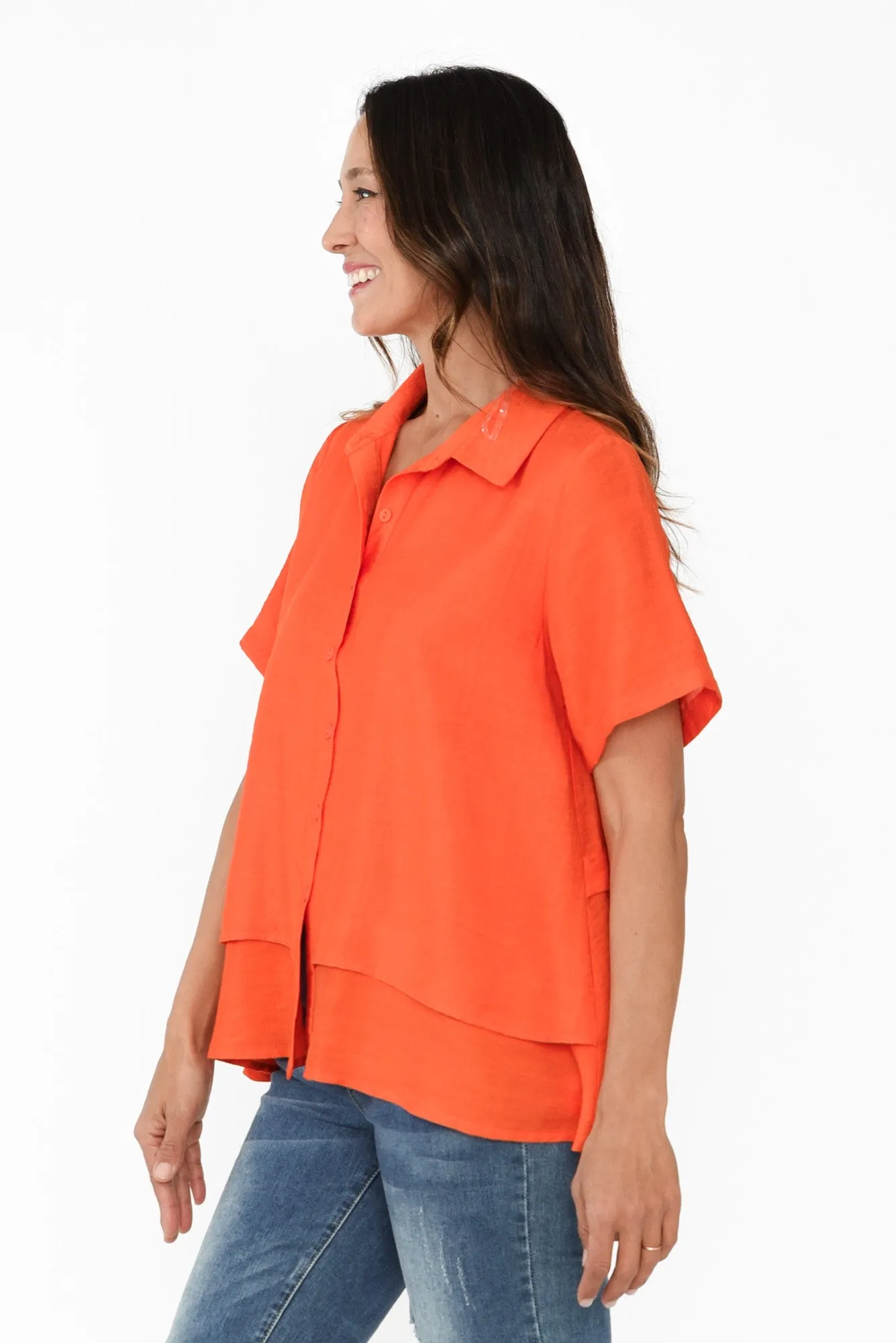 Ezra Orange Linen Blend Layered Top sold by Blue Bungalow product image thumbnail 3