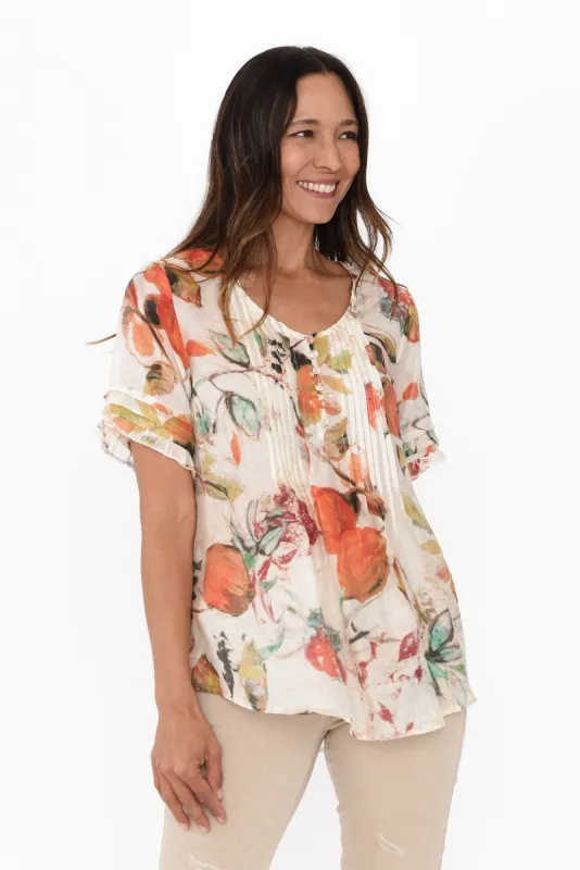 Janelle Orange Harvest Flutter Sleeve Top sold by Blue Bungalow
