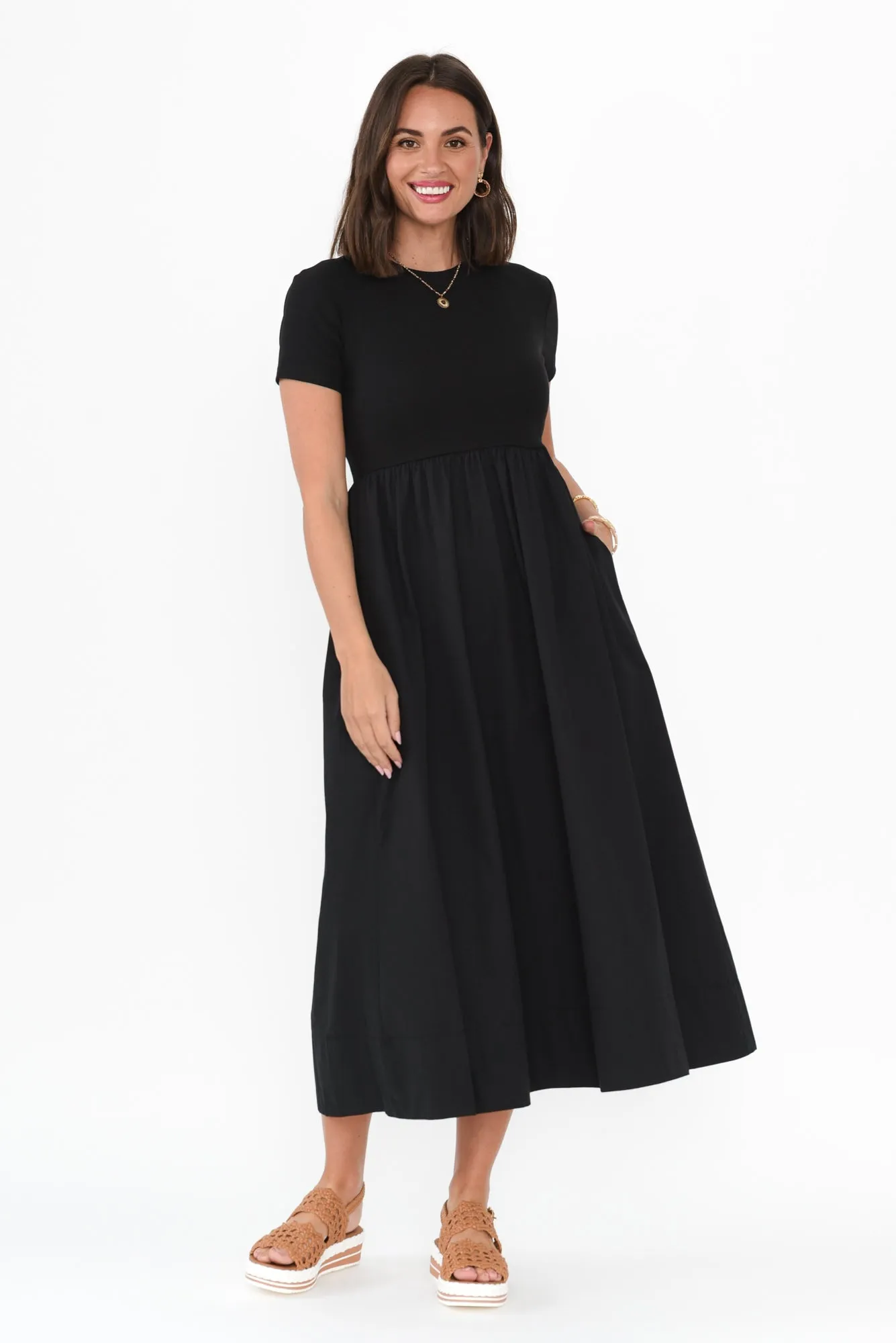 Caleb Black Cotton Pocket Dress sold by Blue Bungalow product image thumbnail 2