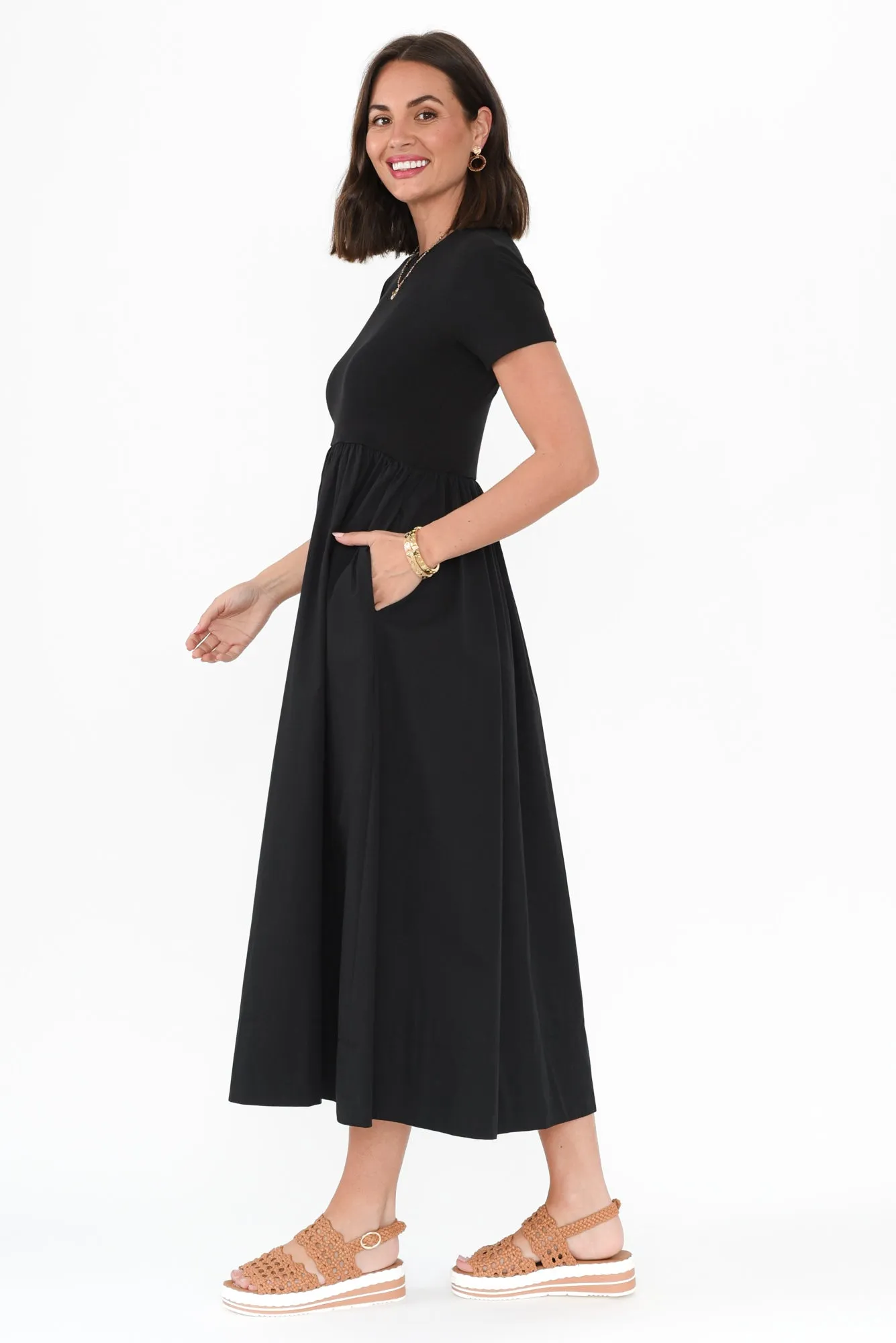 Caleb Black Cotton Pocket Dress sold by Blue Bungalow product image thumbnail 3