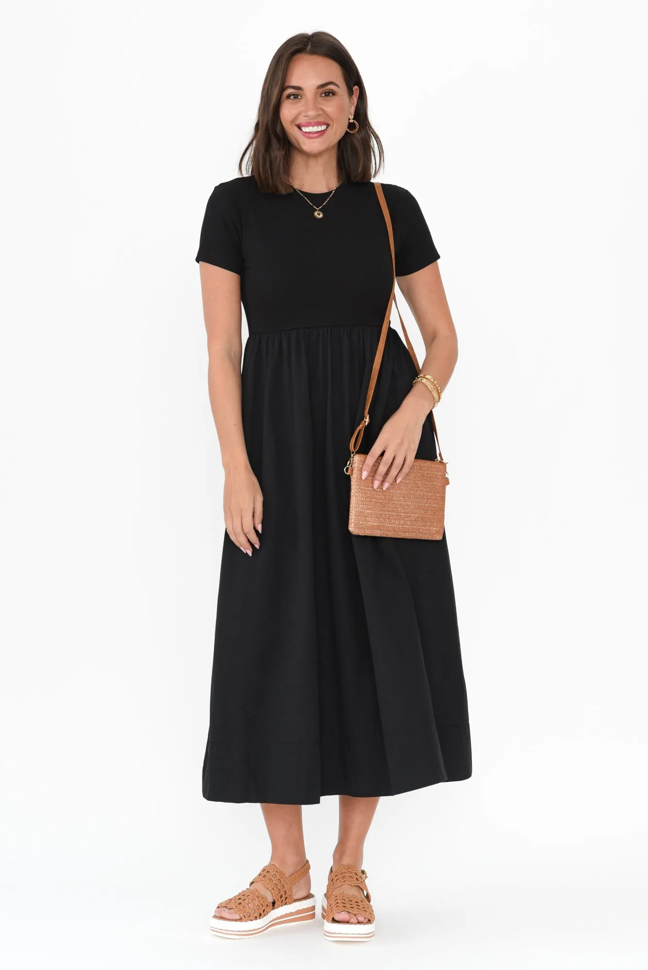 Caleb Black Cotton Pocket Dress sold by Blue Bungalow