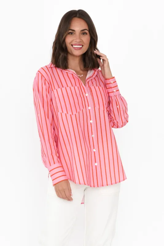 Austen Pink Stripe Cotton Shirt sold by Blue Bungalow