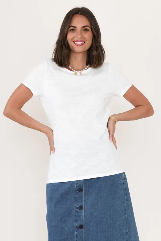 Felicity White Cotton Tee sold by Blue Bungalow