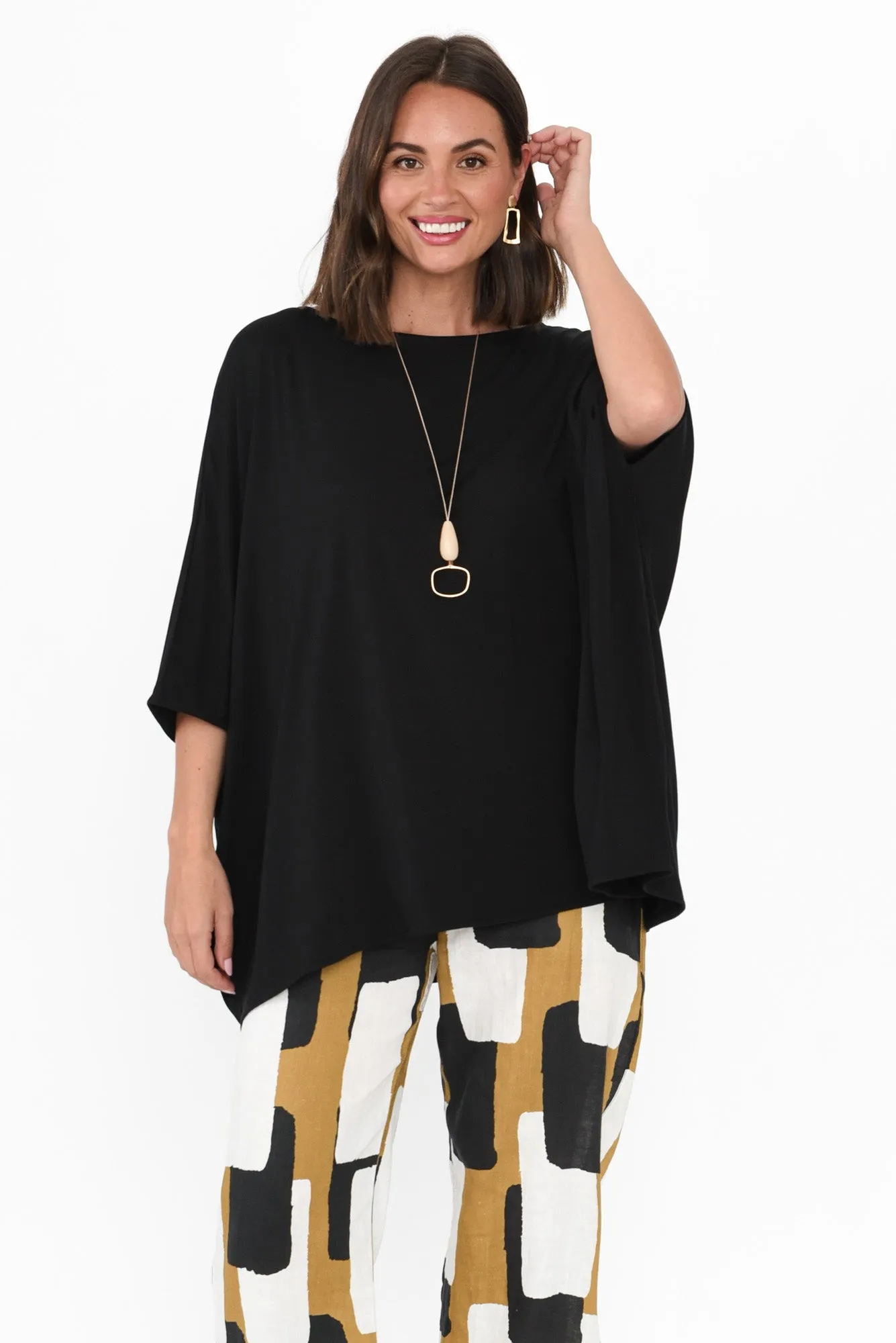 Clemency Black Drape Top sold by Blue Bungalow