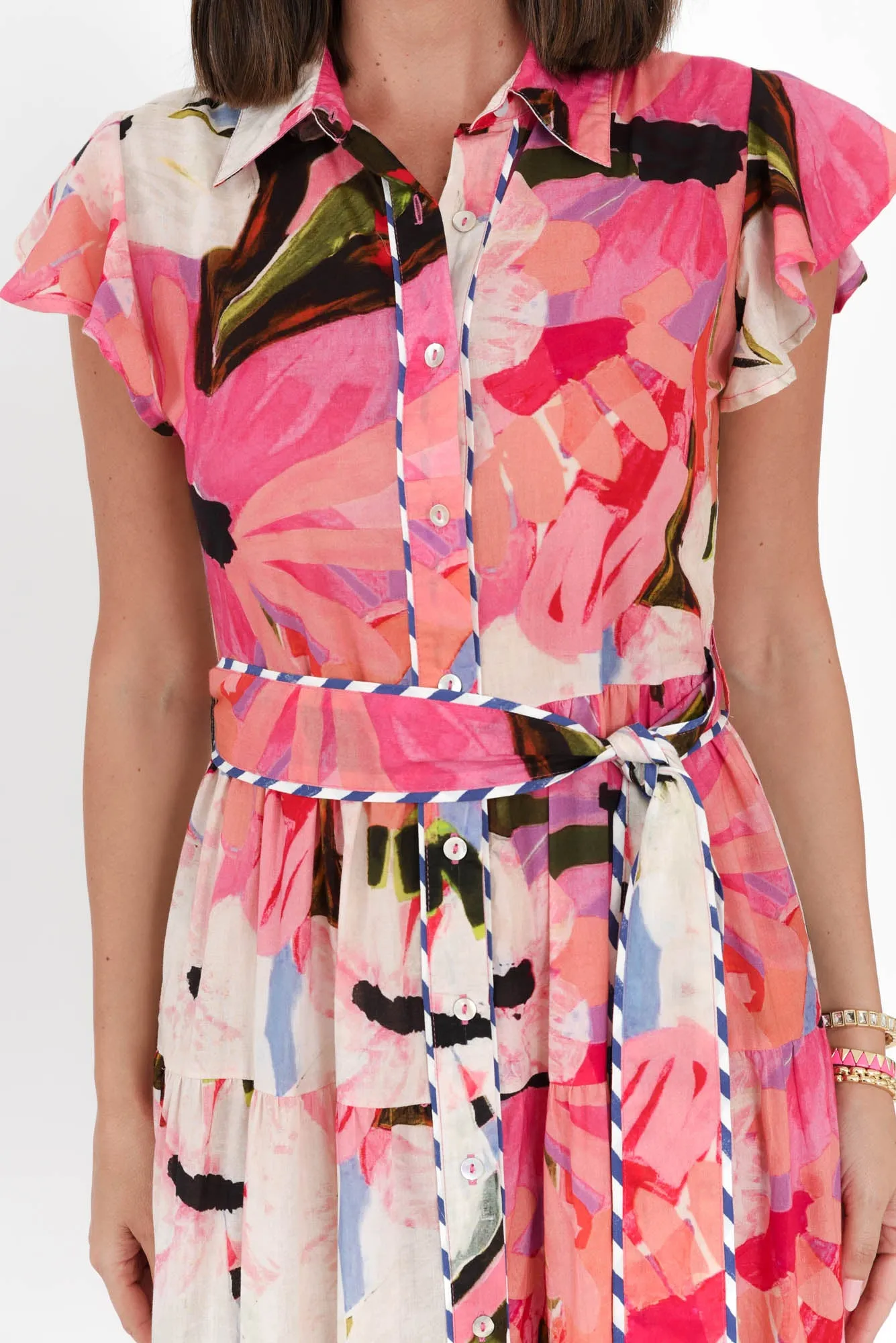 Kelsey Pink Floral Cotton Tier Dress sold by Blue Bungalow product image thumbnail 5