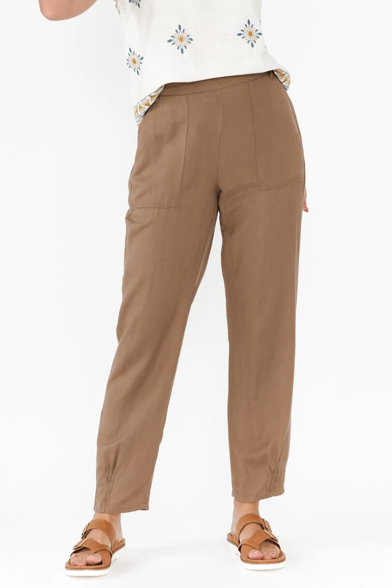 Manon Mocha Cropped Pants sold by Blue Bungalow