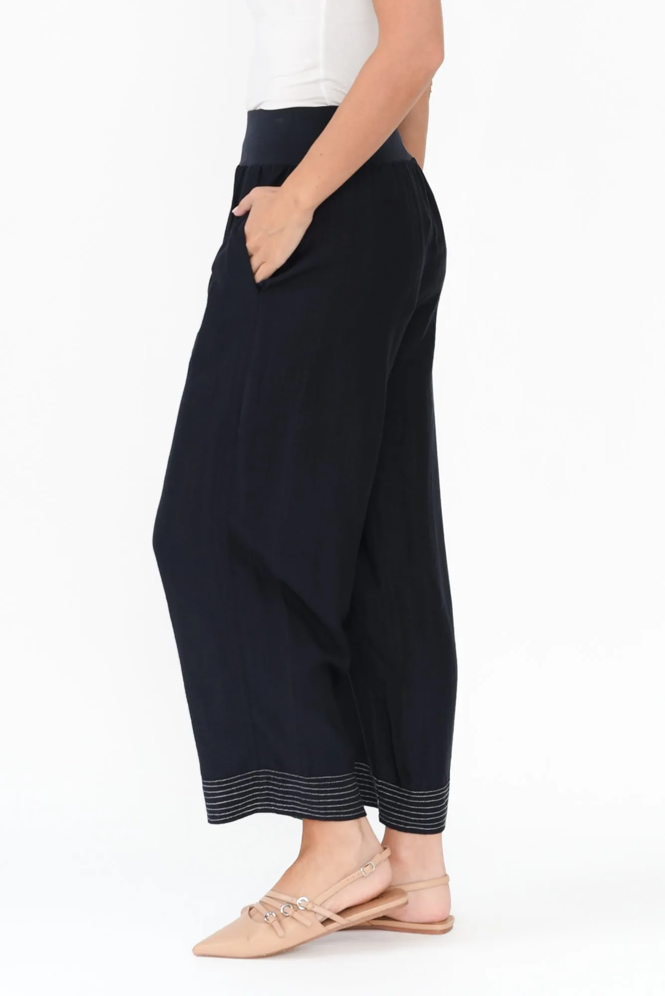 Seville Navy Contrast Cropped Pants sold by Blue Bungalow product image thumbnail 2