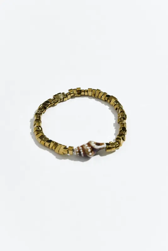 Nanami Gold Shell Beaded Bracelet sold by Blue Bungalow