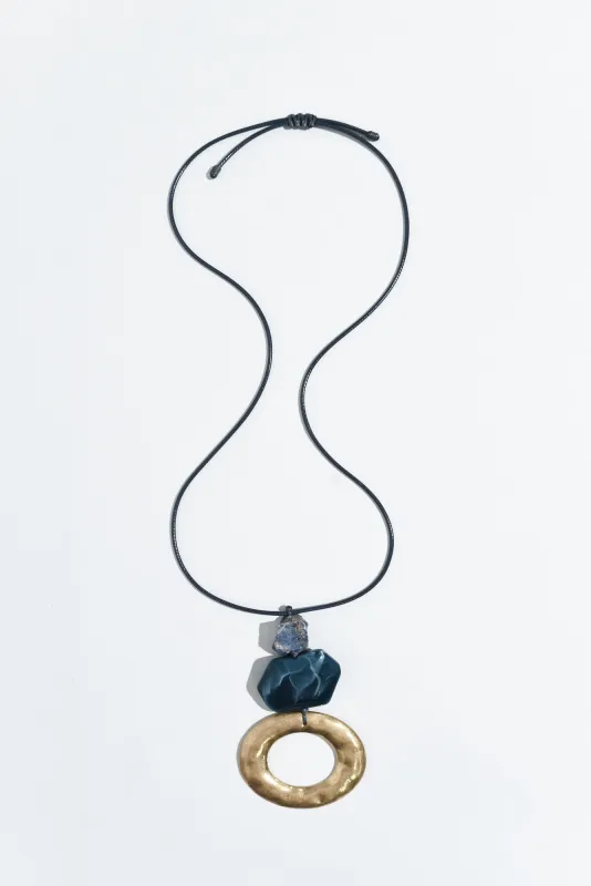 Tyra Blue Stone Pendant Necklace sold by Blue Bungalow