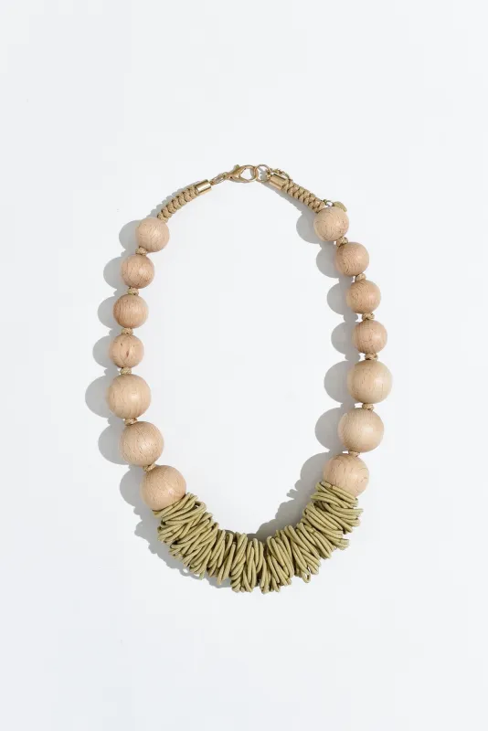 Hayden Natural Wooden Beaded Necklace sold by Blue Bungalow