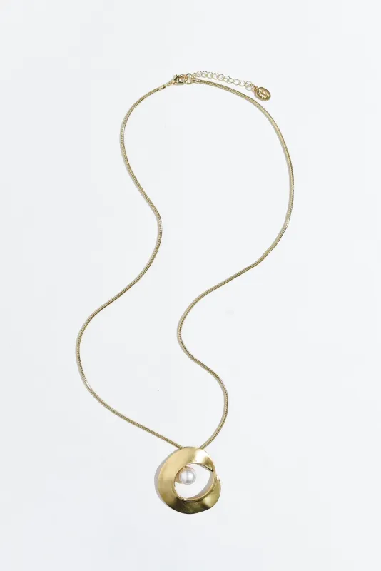 Valerie Gold Pearl Pendant Necklace sold by Blue Bungalow