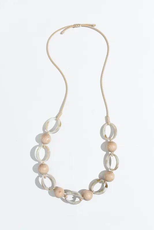 Belen Natural Wooden Beaded Necklace sold by Blue Bungalow