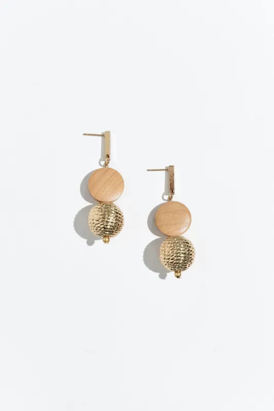 Novalee Rose Gold Wood Drop Earrings sold by Blue Bungalow