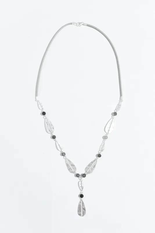 Maddison Silver Teardrop Beaded Necklace sold by Blue Bungalow