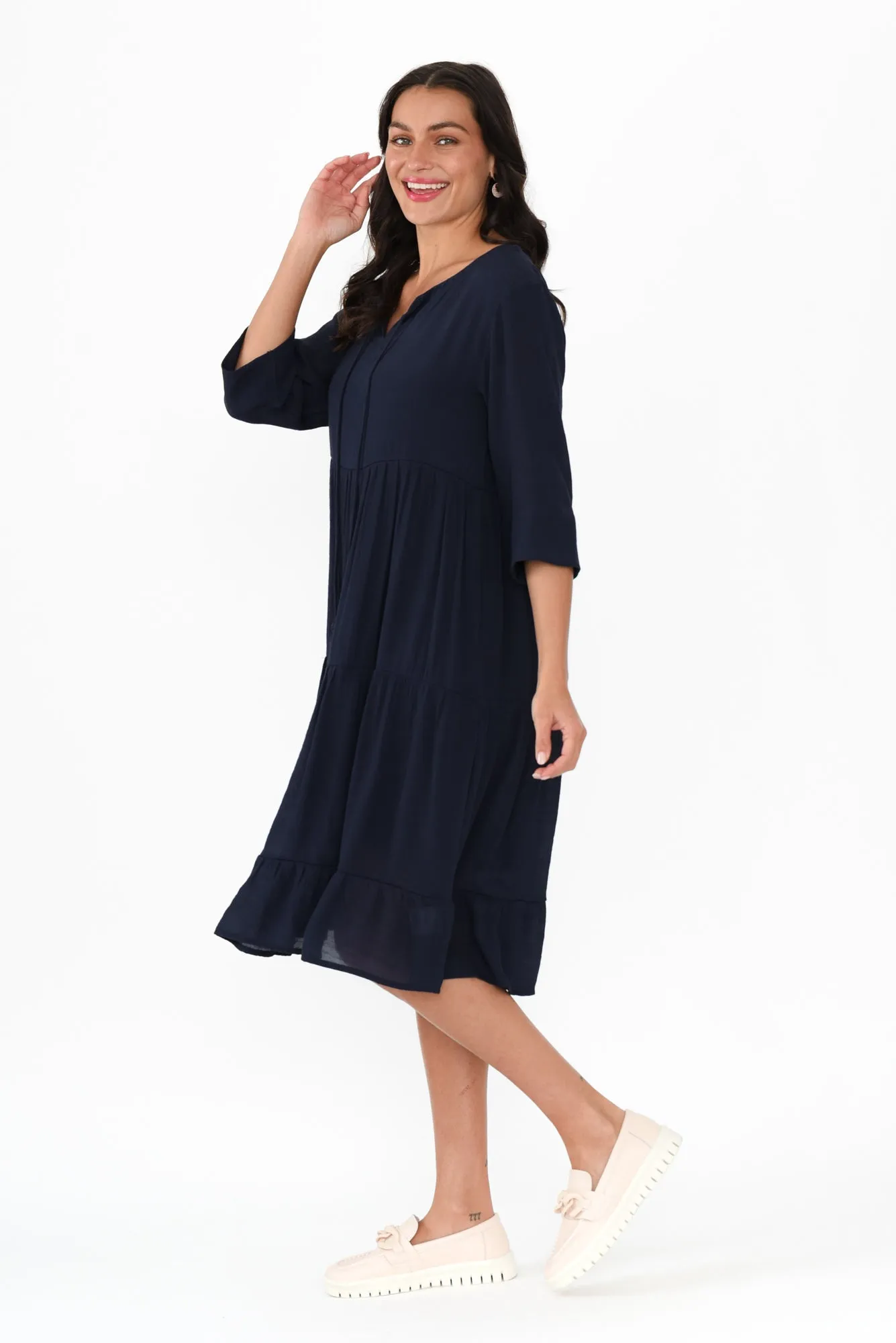 Ravina Navy Tier Dress sold by Blue Bungalow product image thumbnail 3