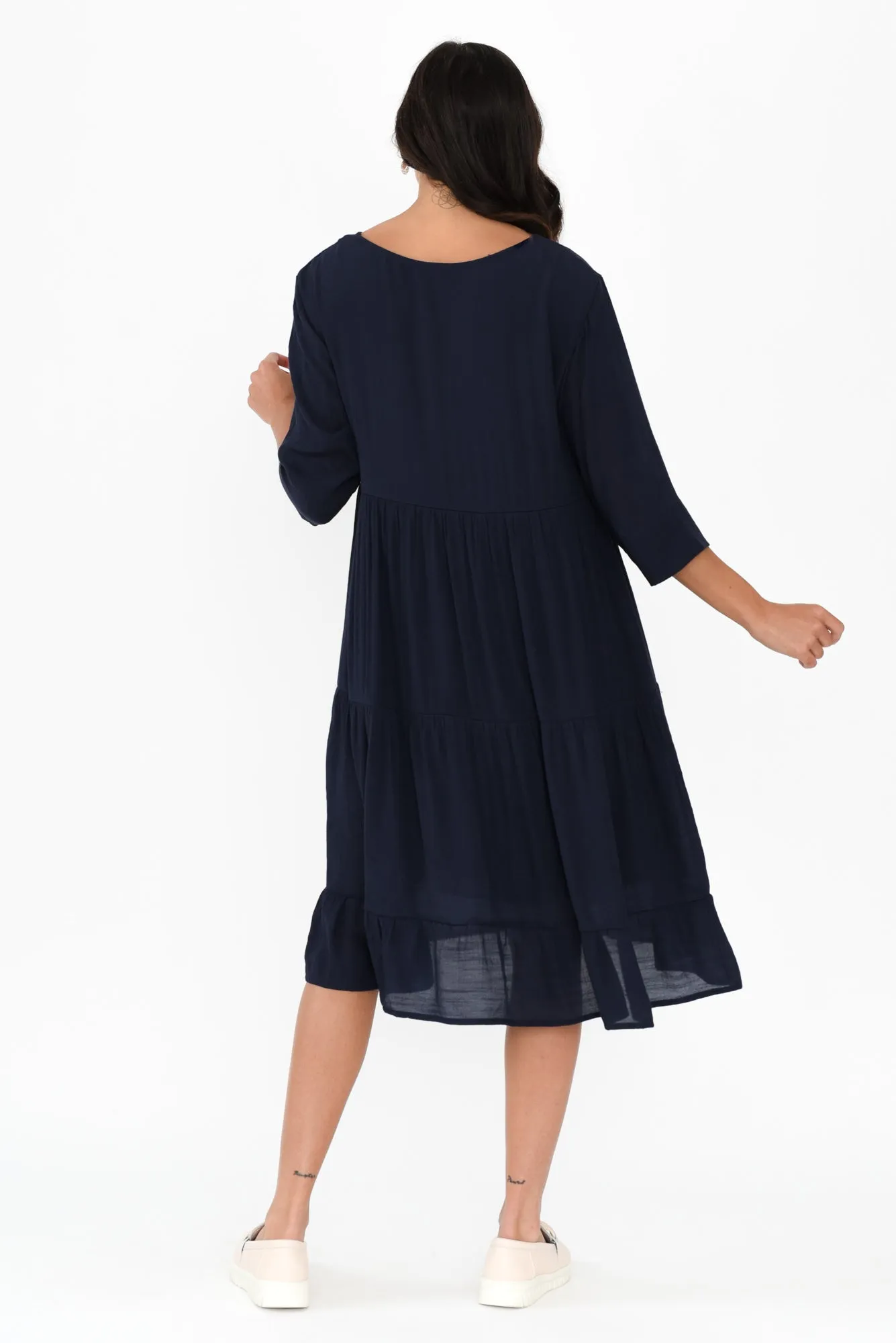 Ravina Navy Tier Dress sold by Blue Bungalow product image thumbnail 4