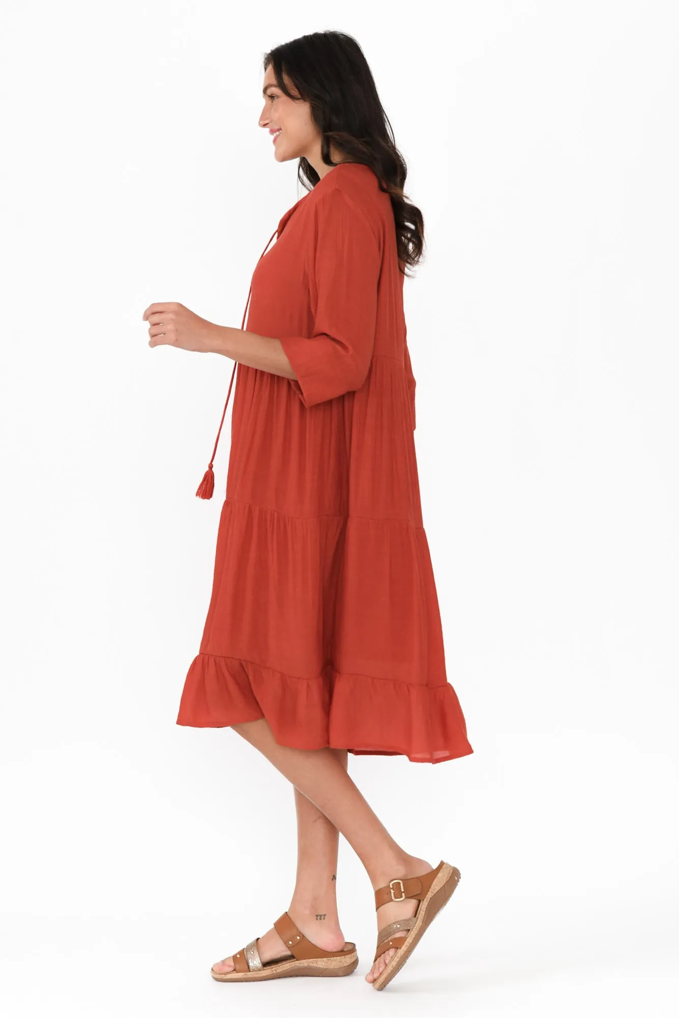 Ravina Rust Tier Dress sold by Blue Bungalow product image thumbnail 3
