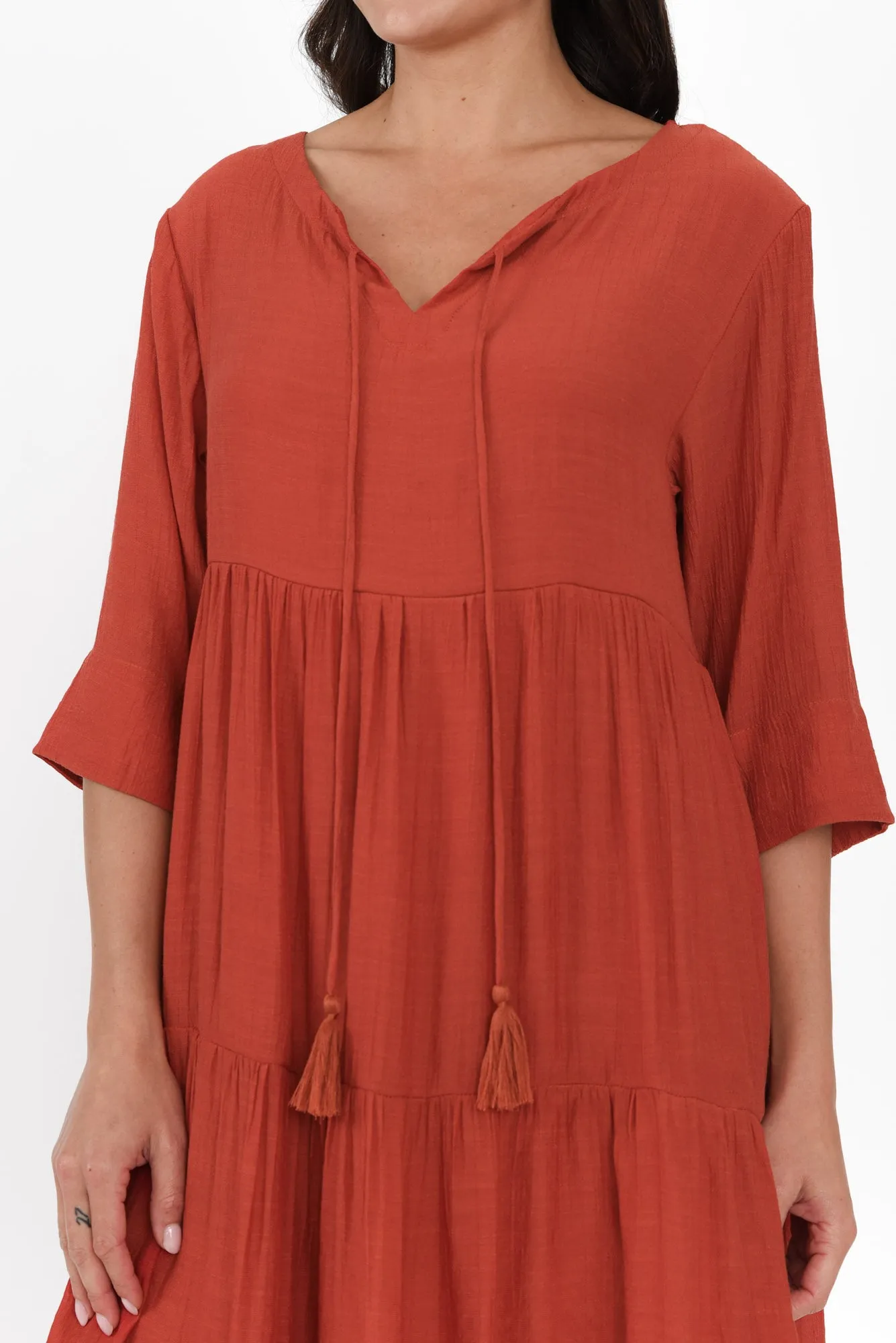 Ravina Rust Tier Dress sold by Blue Bungalow product image thumbnail 5