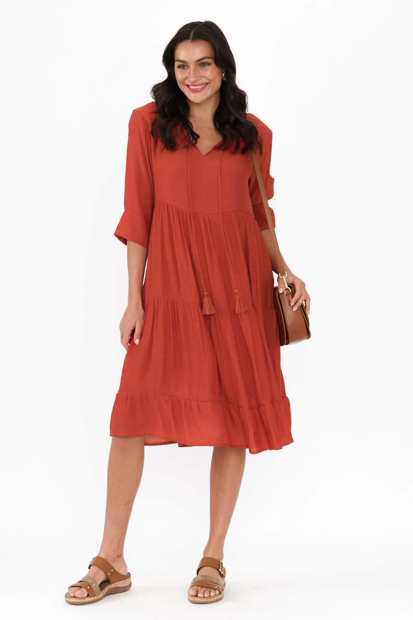 Ravina Rust Tier Dress sold by Blue Bungalow product image thumbnail 2
