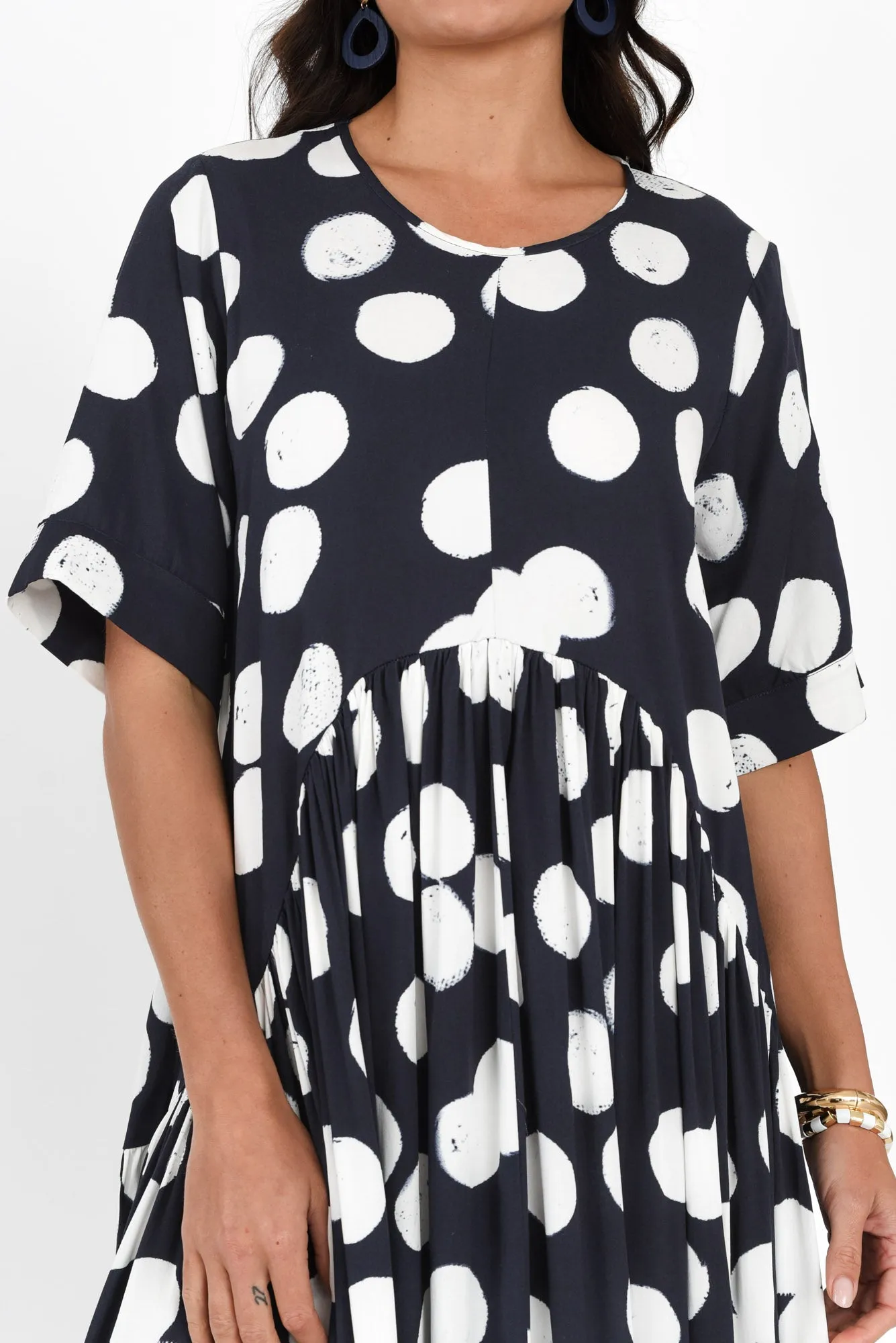 Kiana Navy Spot Peak Dress sold by Blue Bungalow product image thumbnail 5