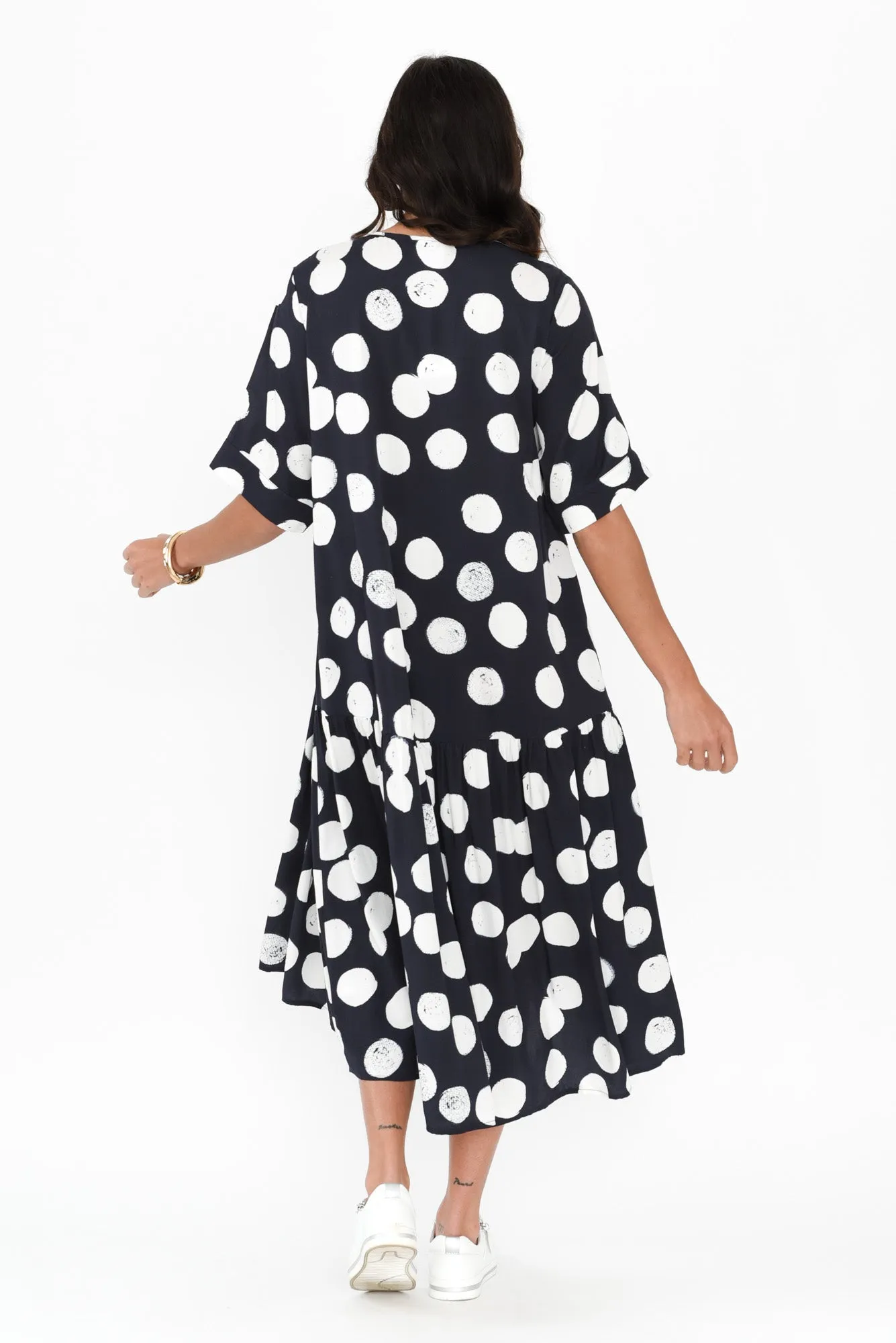 Kiana Navy Spot Peak Dress sold by Blue Bungalow product image thumbnail 4